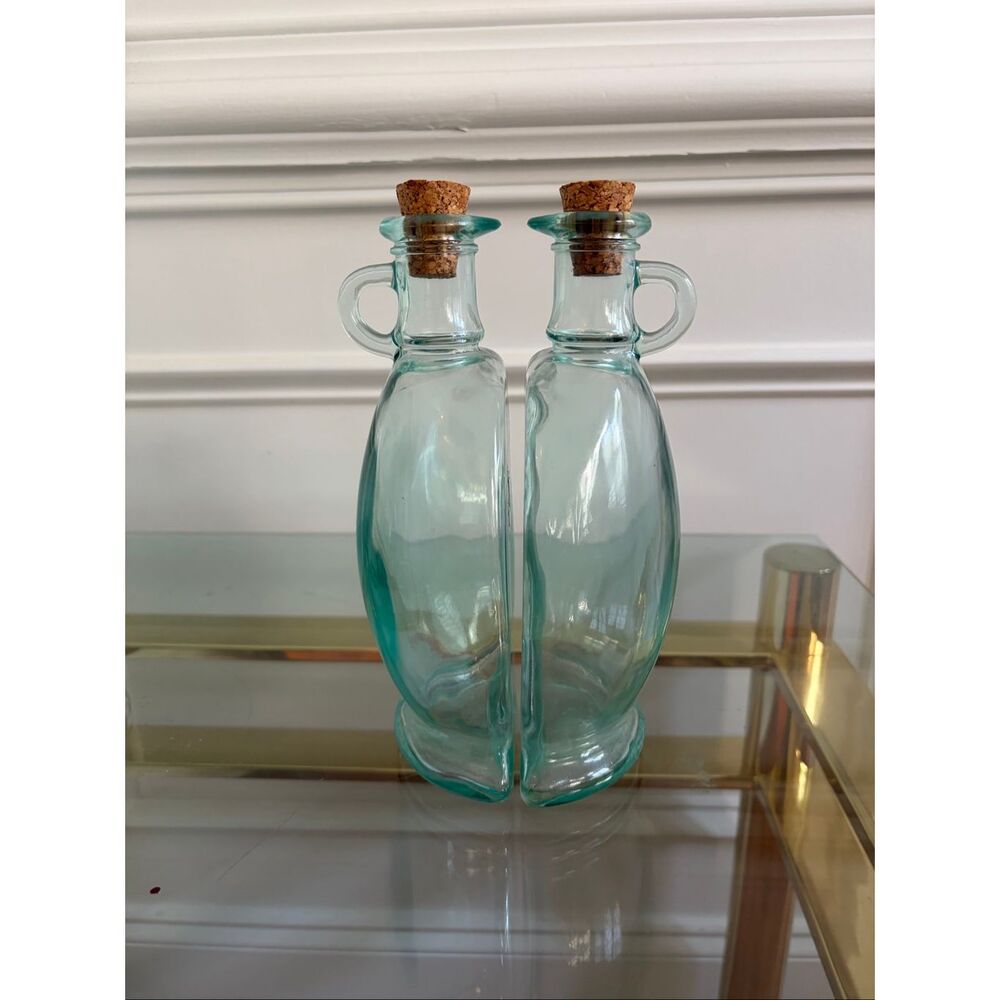 Vintage Vetreria Etrusca Aqua Green 500ml Half Bottles With Corks Set - Picture 7 of 8
